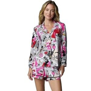 Simply Vera Vera Wang Women's Cozy Long‑Sleeve Pajama Shorts Set XXL Vogue NEW